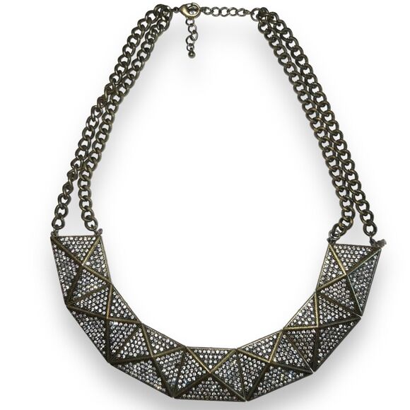 Womens Rhinestone Collar Necklace Statement Fashion Jewelry Gold Tone Jeweled - Picture 1 of 11